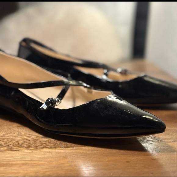 Nine West Anastasia Black Patent Leather Mary Jane Ballet Flat Pointy US Sz 10 - Picture 2 of 16